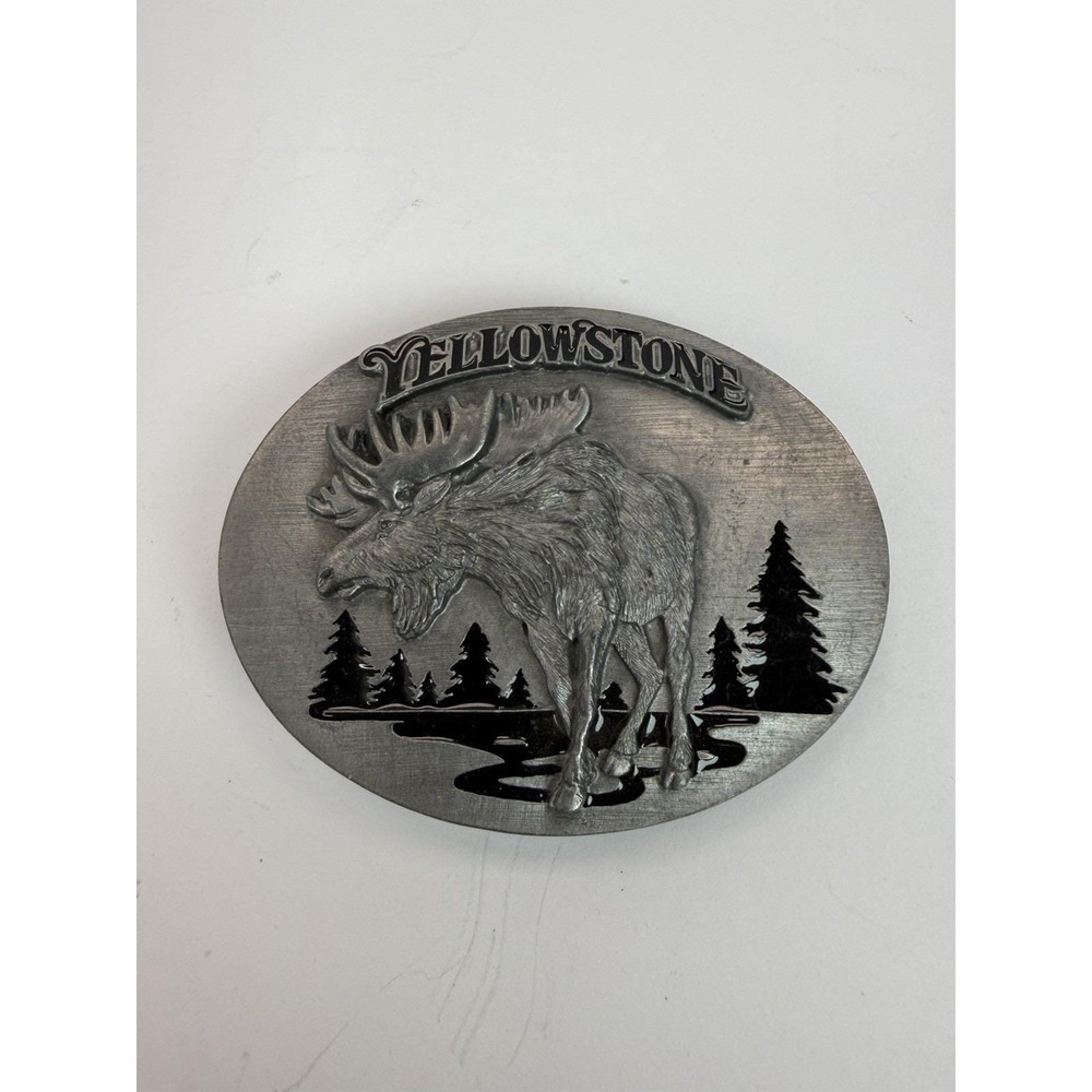 Yellowstone Nation Park Belt Buckle Moose 1997 Siskiyou Vintage America - Picture 1 of 5